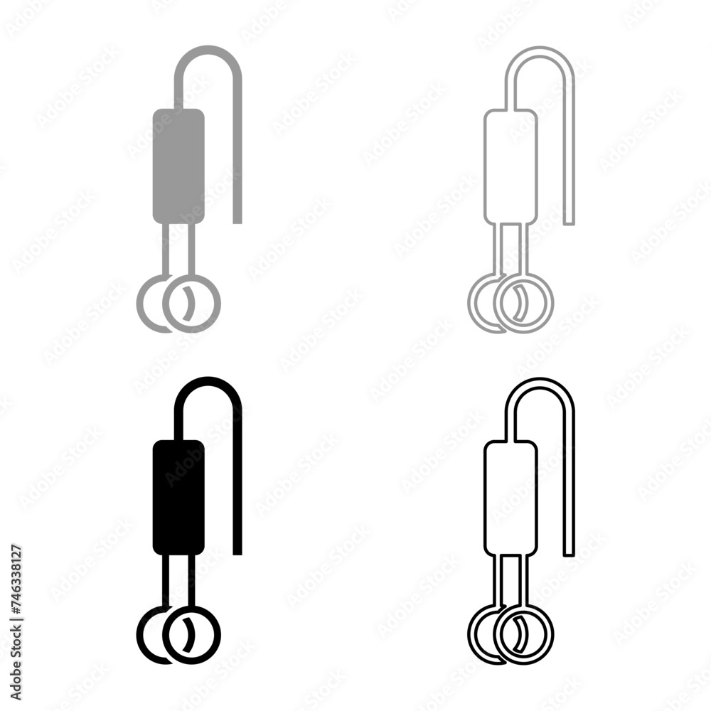 Electric immersion heater for water set icon grey black color vector illustration image solid fill outline contour line thin flat style Electric immersion heater for water set icon grey black color vector illustration image solid fill outline contour line thin flat style