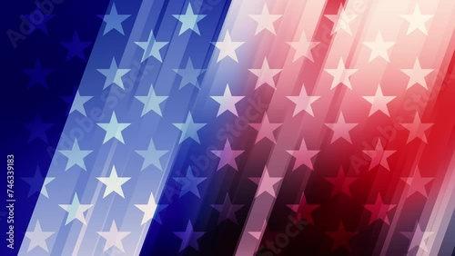 Blue red background with stars minimal composition of abstract design featuring stylish gradient symbolic overlays, and bright geometric shapes