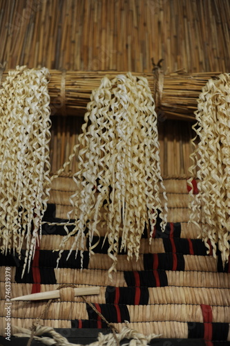 Photography Inau or inaw a wooden ritual wood-shaving stick used by Ainu people for prayers