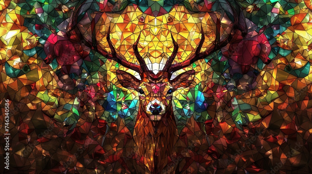 deer stained glass window