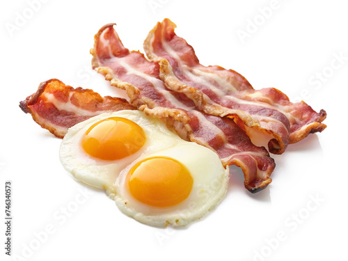 Bacon and eggs isolated on transparent background