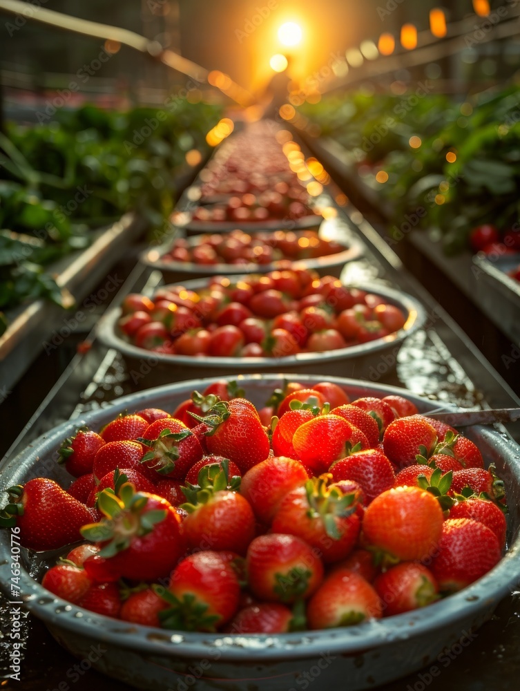 Row of Baskets Filled With Tomatoes Row of Baskets Filled With Tomatoes