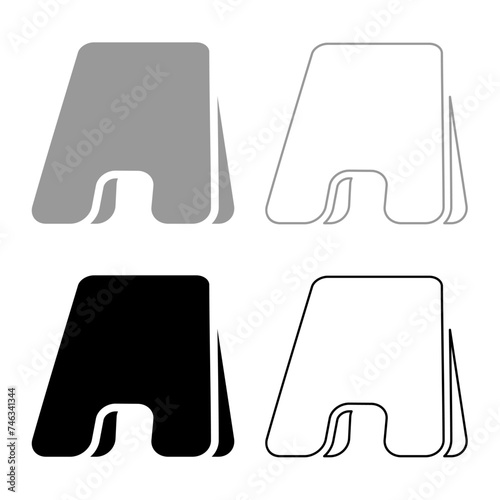 Floor advertising sidewalk board template sandwich chalkboard empty frame stand banner promotion signboard set icon grey black color vector illustration image solid fill outline contour line thin 