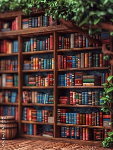 Bookshelf Filled With Books Next to Potted Plant