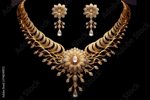 Beautiful Gold Necklace Set wallpaper