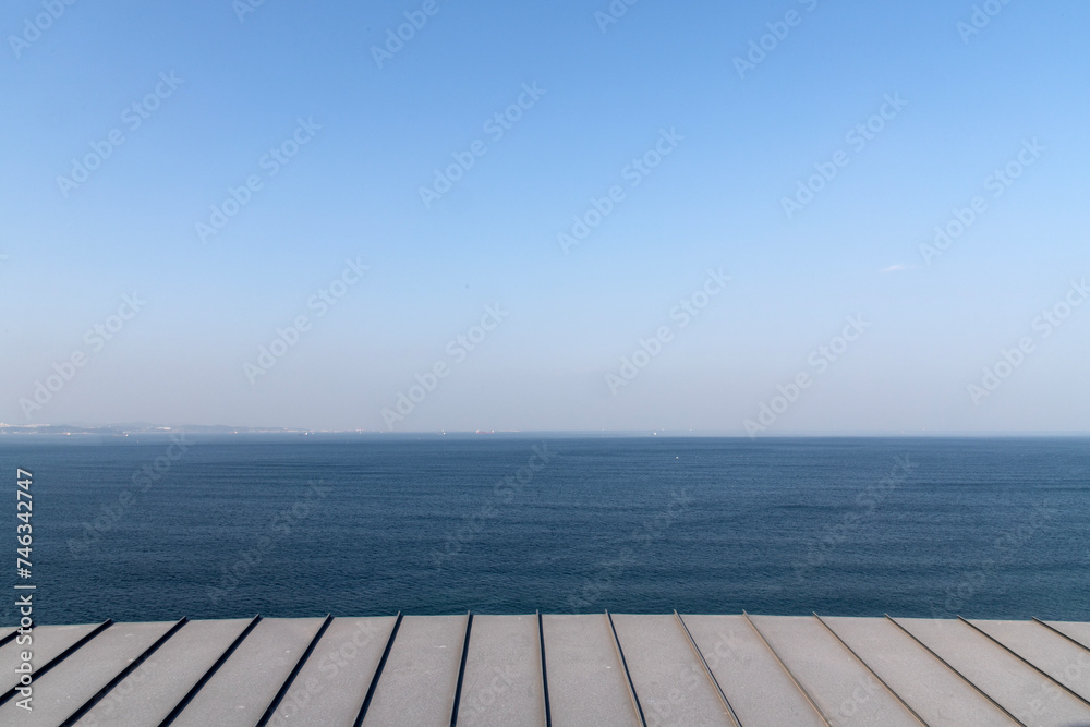 Seascape above the building roof