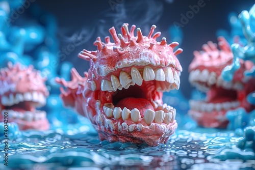 Close Up of a Tooth in a Mouth Full of Teeth photo