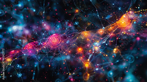 Explore the abstract beauty of digital networks, where connections form a tapestry of data