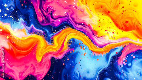 Vibrant Fluid Art Abstract with Swirling Colors.