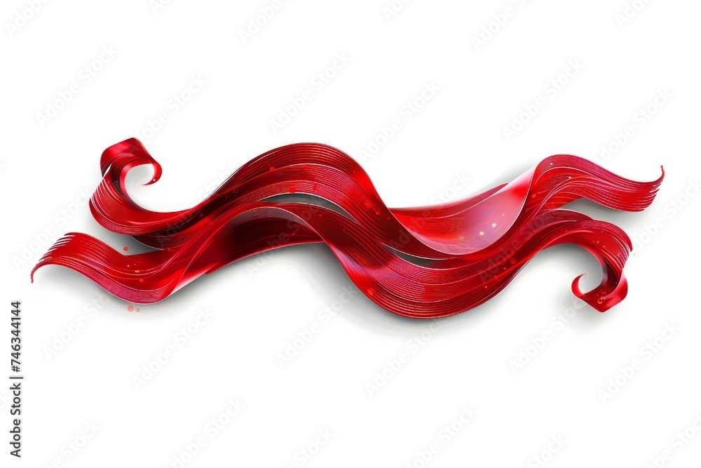 Red swirls banner isolated on white background Generative Ai 