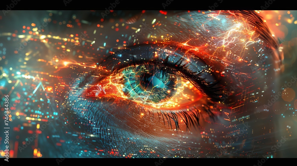Fototapeta premium Immerse in the fusion of technology and art, where futuristic interfaces become canvases for digital expression