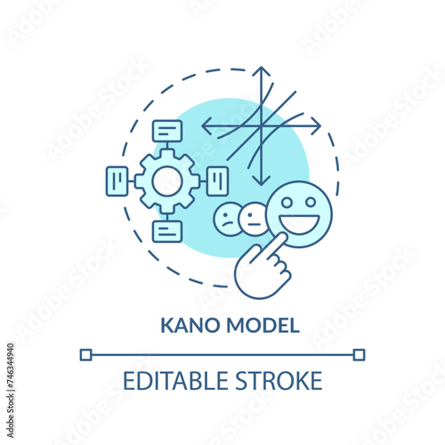 Kano model soft blue concept icon. Teamwork organization. Round shape line illustration. Abstract idea. Graphic design. Easy to use in infographic, promotional material, article, blog post