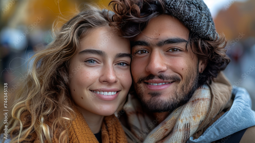 Cheerful Couple in Love Taking a Selfie on Vacation Cheerful Couple in Love Taking a Selfie on Vacation