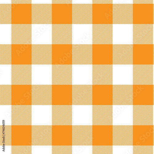 orange white buffalo plaid seamless pattern