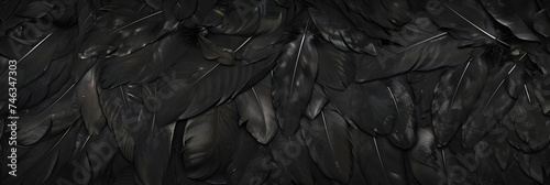 a collection of black chicken feathers photo