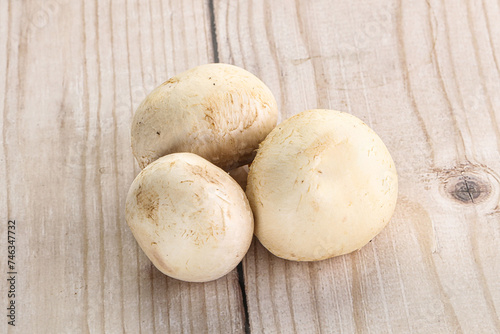 Natural organic ripe champignon mushrooms