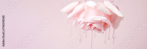 Upside down pink rose with water drop , Perfume ,Serum , Skincare.
