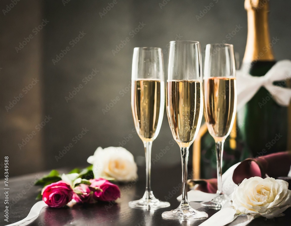 Luxury glasses with champagne on the table Luxury glasses with champagne on the table