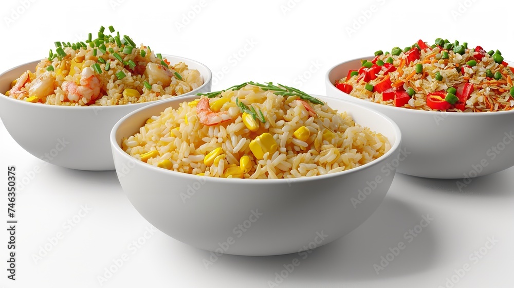 Rice Dishes Isolated on Transparent or White Background Rice Dishes Isolated on Transparent or White Background