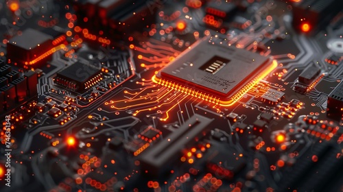 Showcase the seamless blend of form and function in technology backgrounds, highlighted by circuit board designs photo
