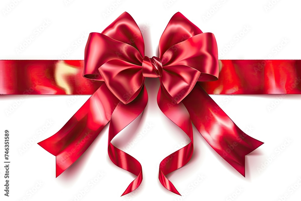 Red Bow Ribbon Isolated, Package Decoration, Beautiful Gift, Present, Red Satin Ribbon Red Bow Ribbon Isolated, Package Decoration, Beautiful Gift, Present, Red Satin Ribbon