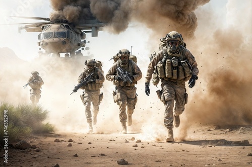 United States Navy special forces soldiers in action during a military mission.
