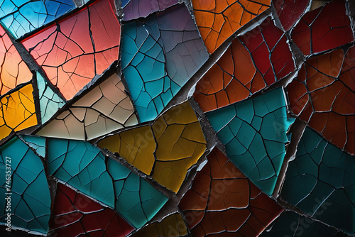 Colorful cracked glass wallpaper backdrop