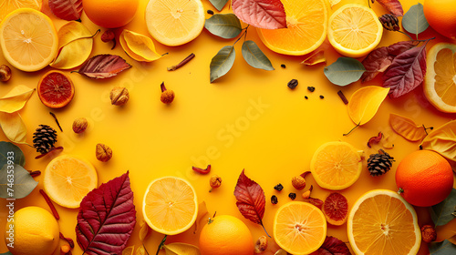 Autumn creative composition with leaves. Beautiful dried autumn leaves in cup on orange background. Fall concept. generative ai 