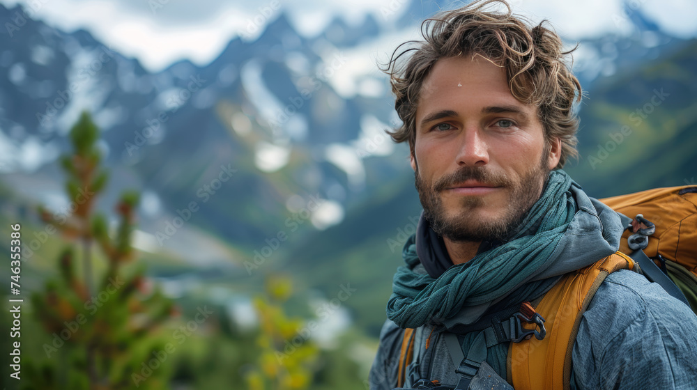 Man taking a photo with his smartphone on a high mountain ridge Man taking a photo with his smartphone on a high mountain ridge