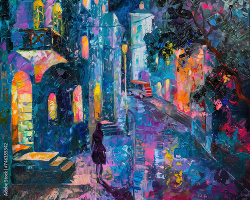Classic Street Architecture Scene Colorful Oil Painting old style Drawing Technique Art HD Print 7200x5760 Neo Art V2 55 © NEO ART