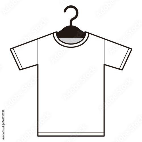 ハンガーにかけたTシャツのイラスト