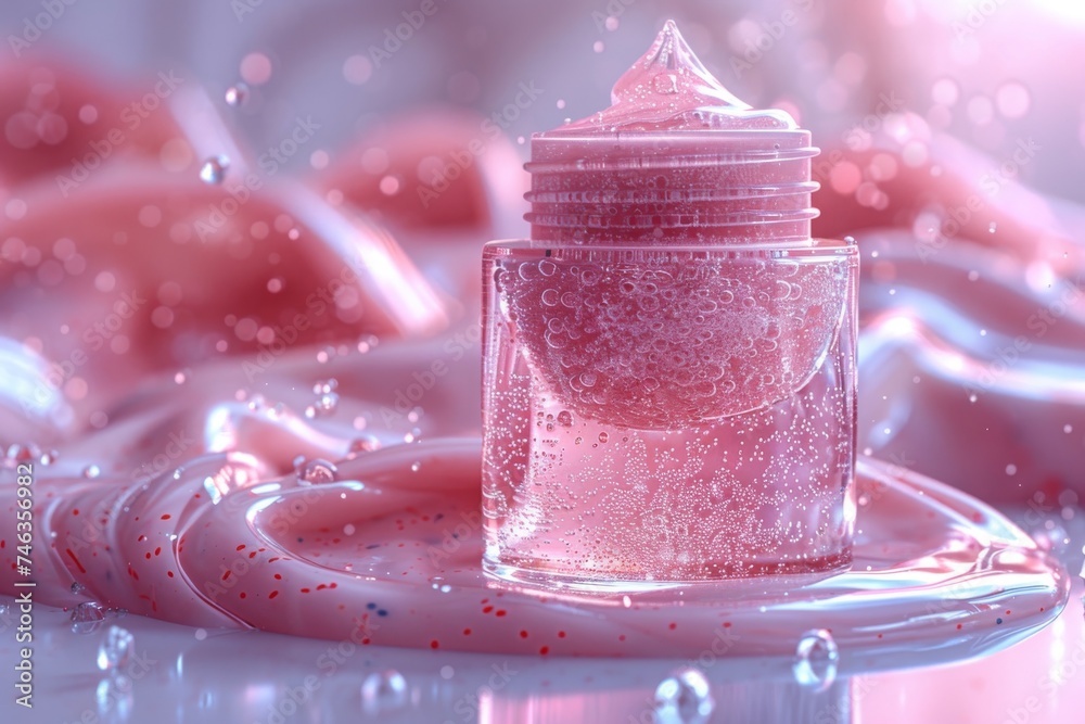 Facial elegance skin care cream. Skincare treatment products: wellness adventure lotion, skincare joy gel, oil, pipette with innocence serum and well being jar pot Facial elegance skin care cream. Skincare treatment products: wellness adventure lotion, skincare joy gel, oil, pipette with innocence serum and well being jar pot