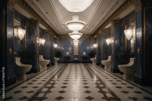 Luxury Hotel Toilet Bowls in Royal Palace Hall, Vip Toilet for Vip Persons, Gold WC, Vanity Festival photo