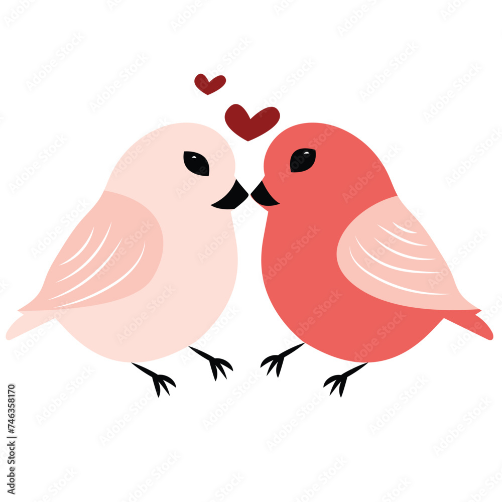 couple love of bird for valentine days ai generative