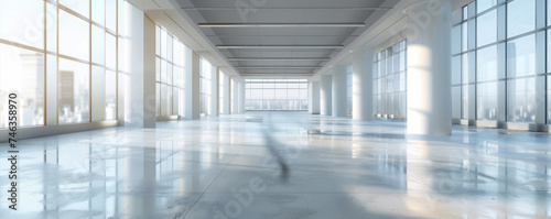Blurred empty open space office, Abstract white interior background