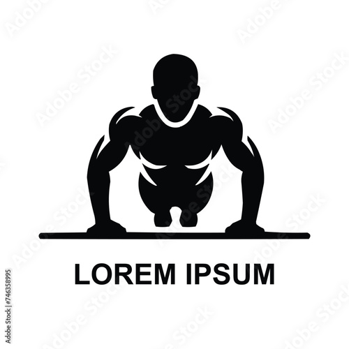 fitness logo or gym logo on black and white  background  © Abul