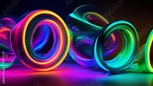 glowing neon swirl on a dark background