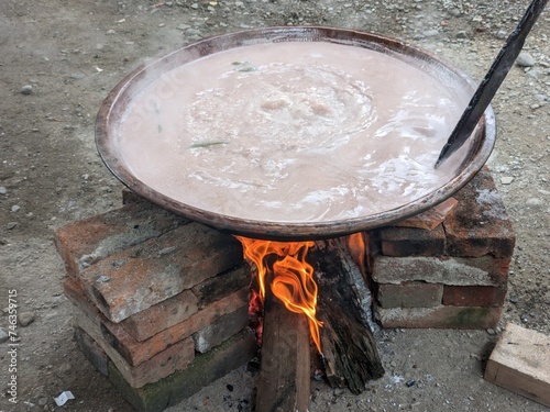 the process of making traditional Indonesian food, the food is 