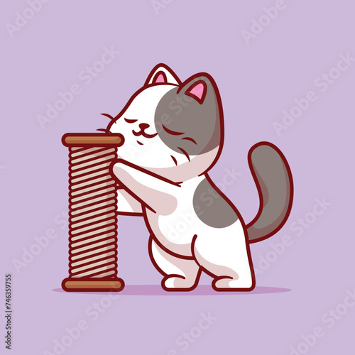 Cat Scratching Illustration