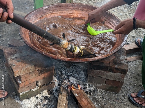 the process of making traditional Indonesian food, the food is 