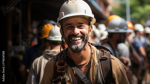 Portrait of a happy fireman smiling at the camera in a fire station Construction Worker Smiling