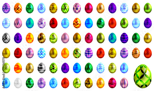 Easter egg set, painted eggs vector collection, colored egg