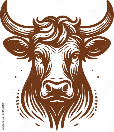 Cow Head vector  isolated on white background  Farm animal