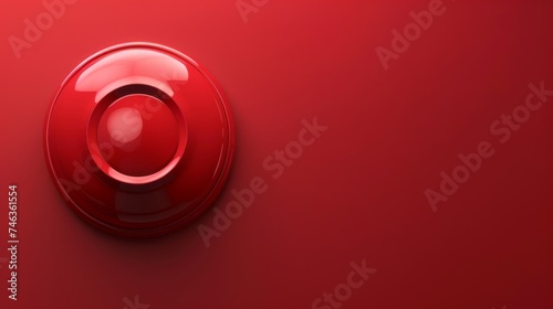 Red button on a red background. Press and start