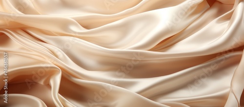 Closeup of rippled golden silk fabric. Whole background.
