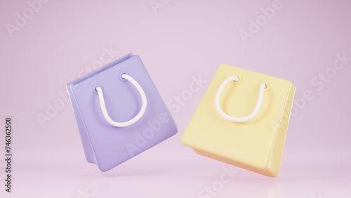 3D Render Colorful Shopping Bag.