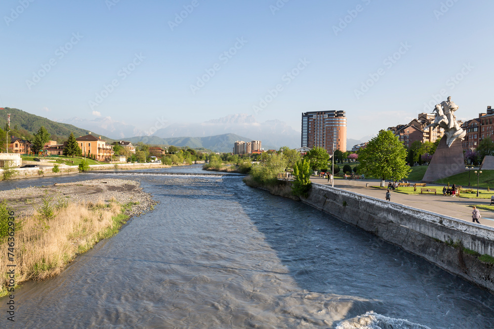 Embankment of Terek river in Vladikavkaz