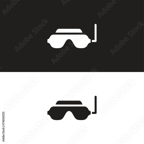 Watertight Diving Goggles and Snorkeling Tube for Swimming Underwater Vector Set