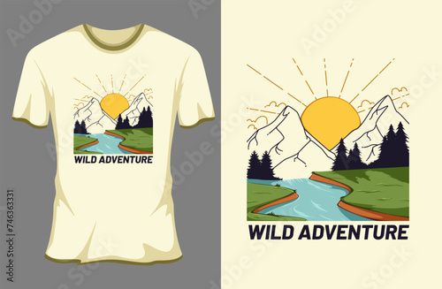 Wild Adventure Retro Vintage T Shirt Mockup