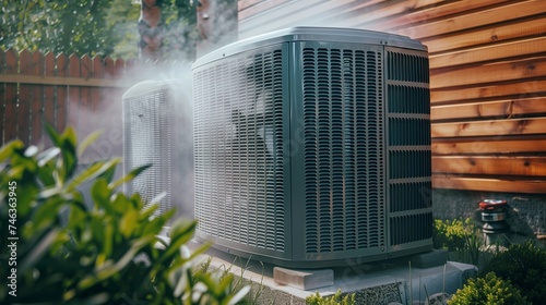 A neglected, dusty air conditioning unit in need of HVAC maintenance, including thorough cleaning and a filter change to ensure optimal performance and air quality.